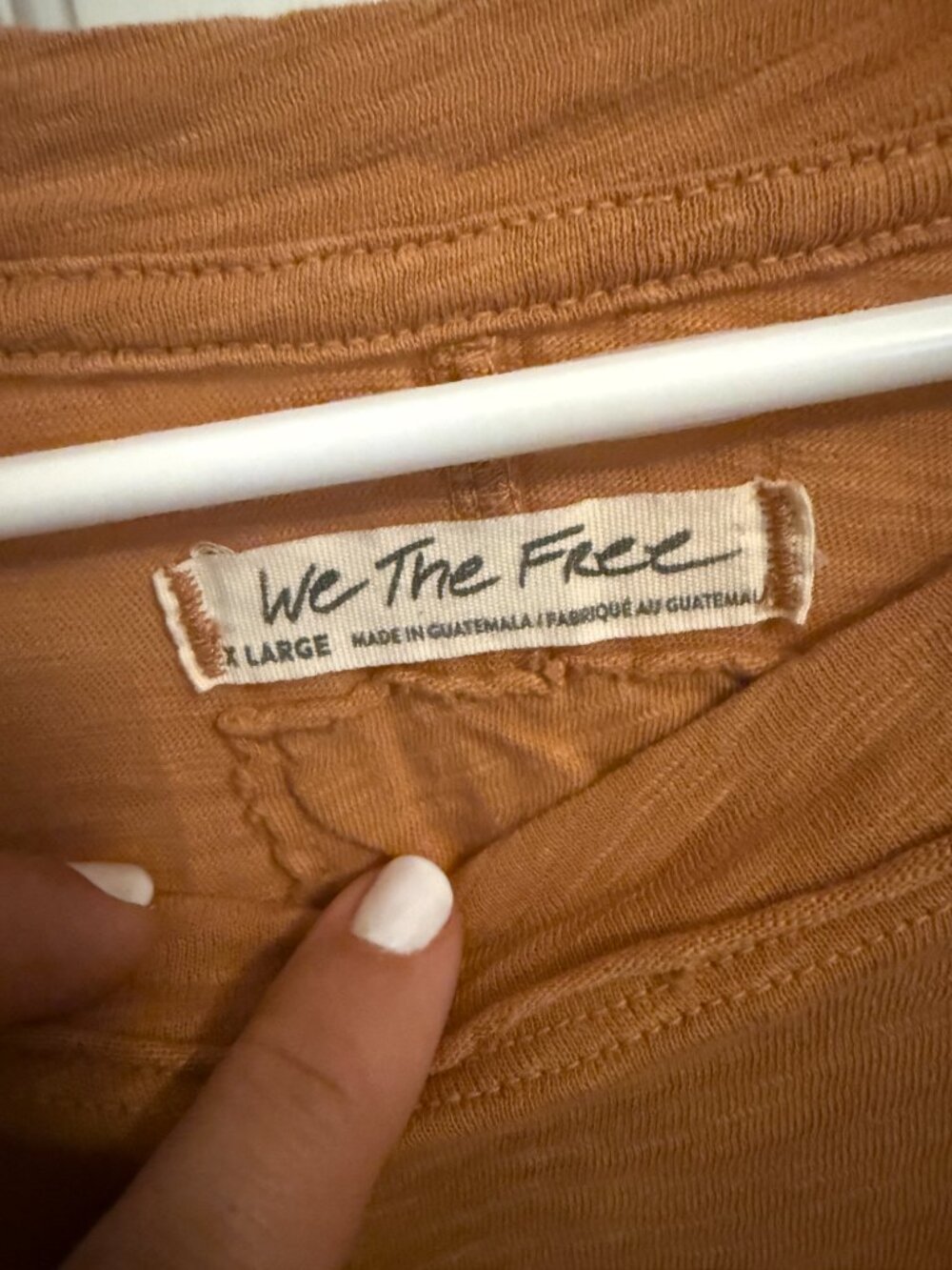 We The Free Free People Tunic Top XL | Orange Rust Long Sleeve Thumbhole Cotton - Picture 3 of 7
